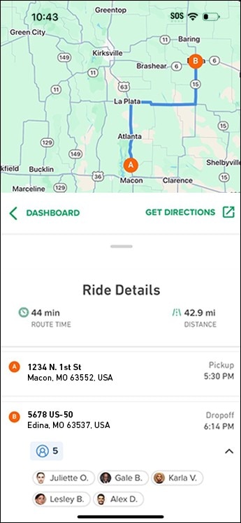 Directions and Make a Stop Pickup